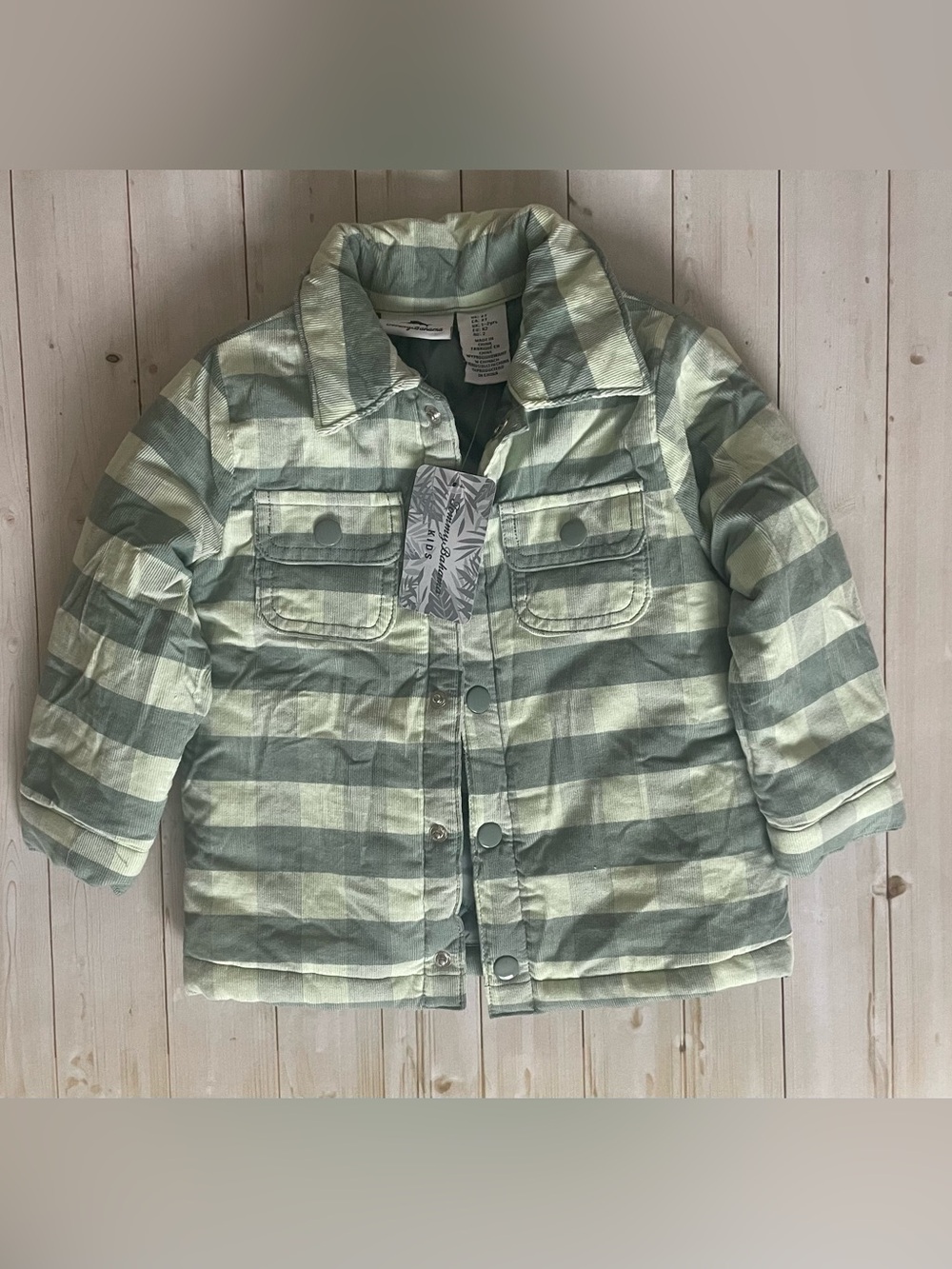 Tommy Bahama Kids Green Plaid Puffer Jacket